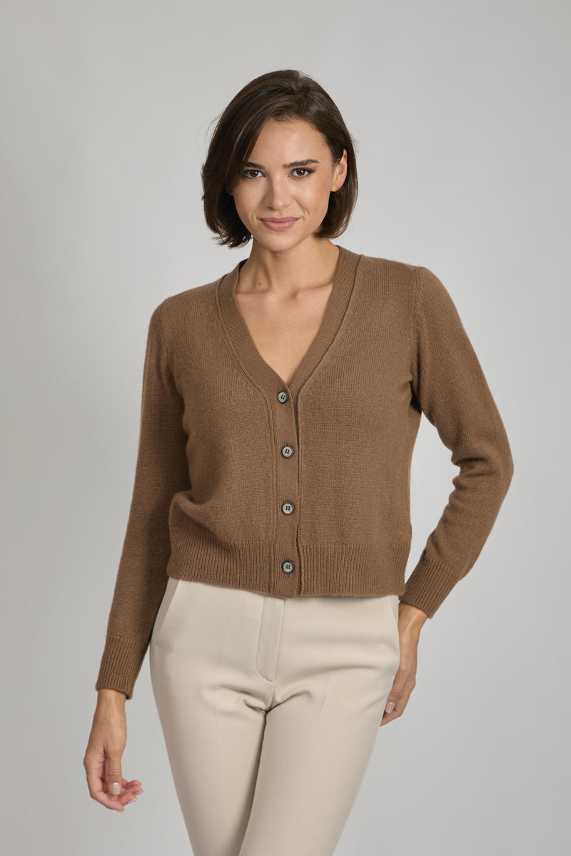 CASHMERE CARDIGAN-TOFFEE