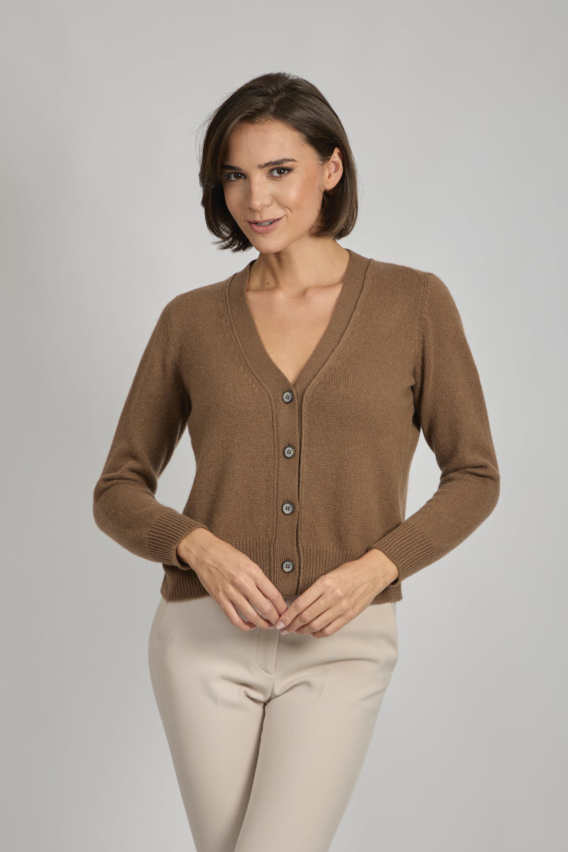 CASHMERE CARDIGAN-TOFFEE