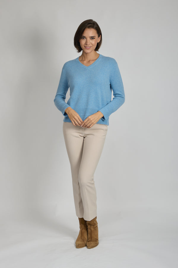 V NECK JUMPER-MINERAL
