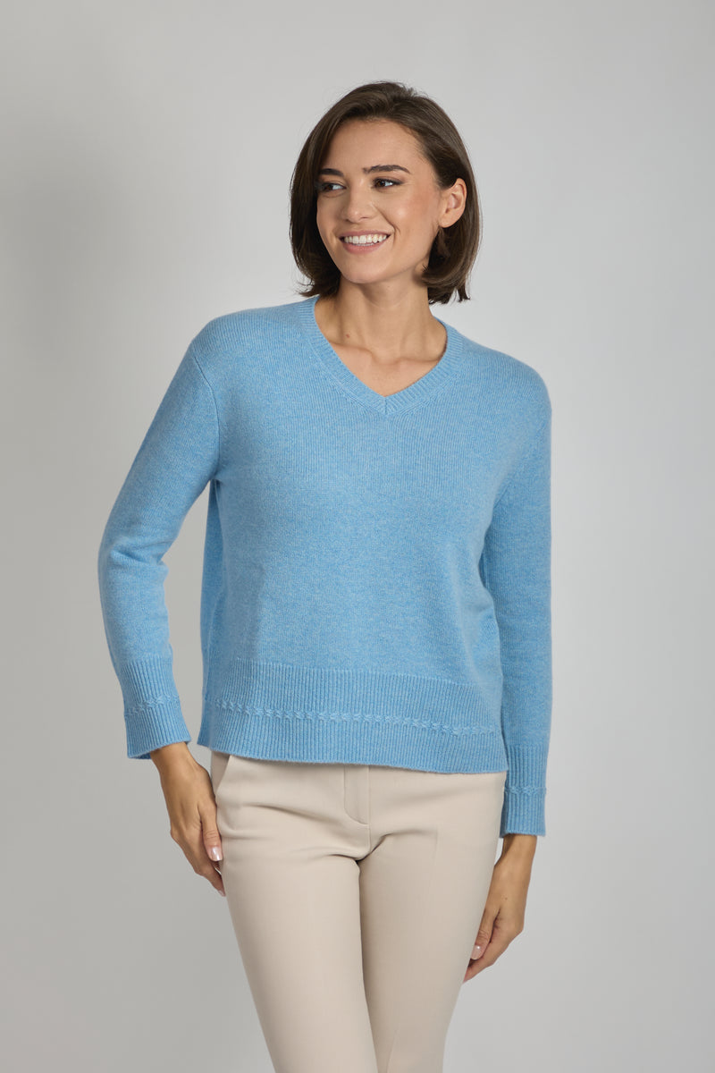 V NECK JUMPER-MINERAL