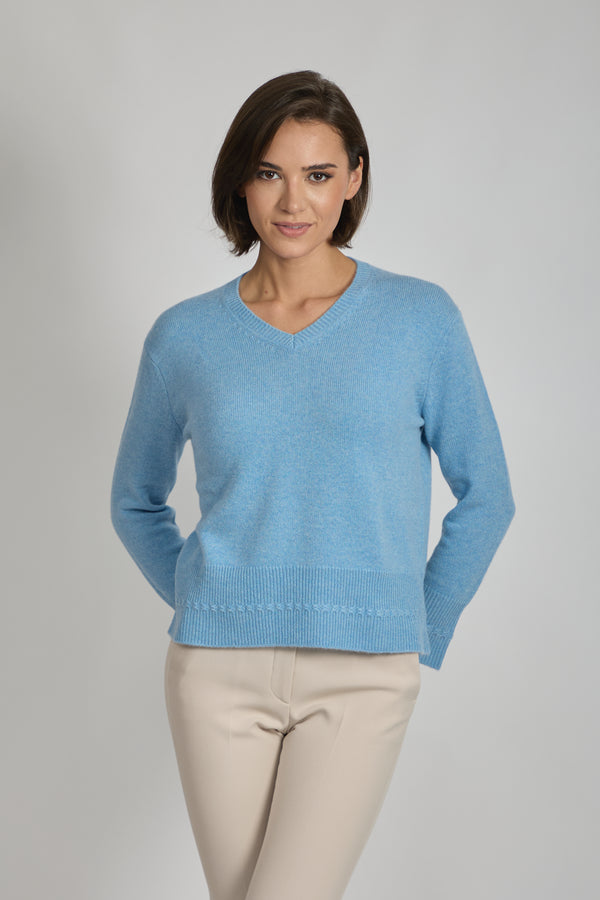 V NECK JUMPER-MINERAL