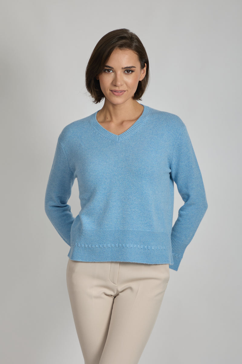 V NECK JUMPER-MINERAL