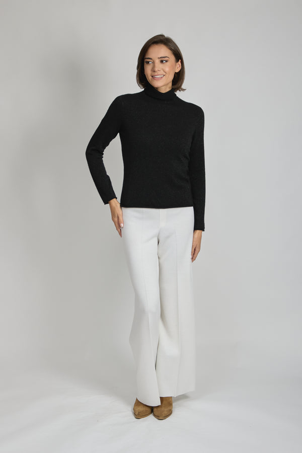 HIGH NECK JUMPER WITH LUREX-BLACK