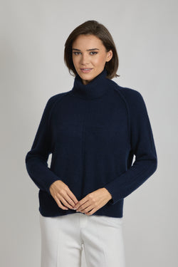 HIGH NECK JUMPER-NAVY