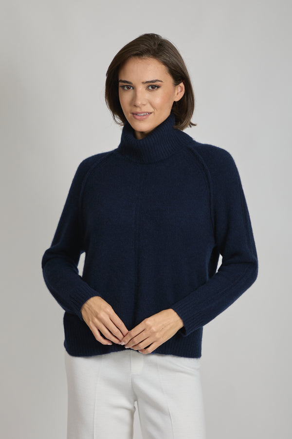 HIGH NECK JUMPER-NAVY