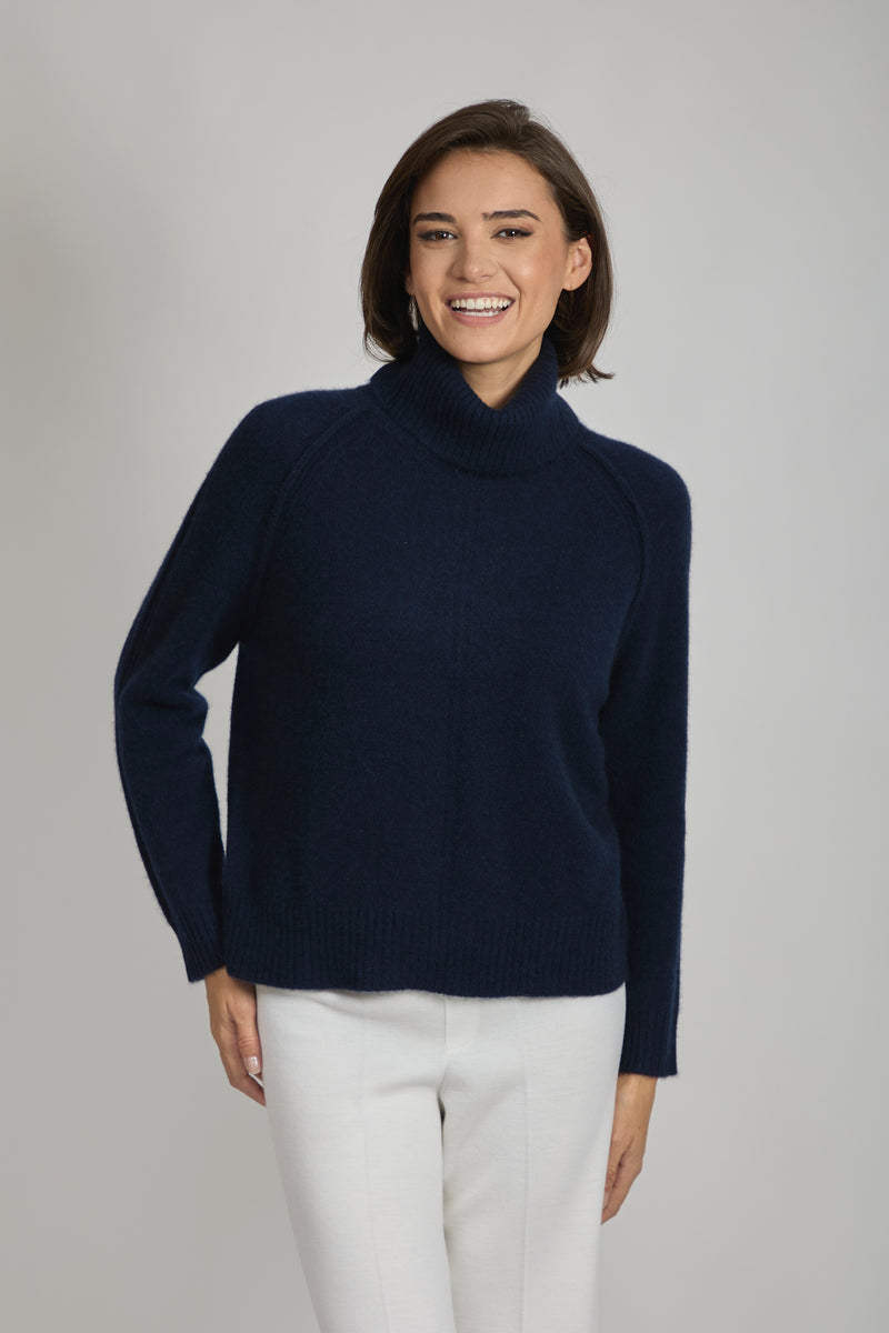 HIGH NECK JUMPER-NAVY