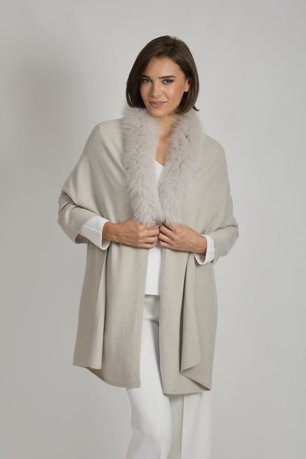 SCARF WITH FUR TRIM - FANGO