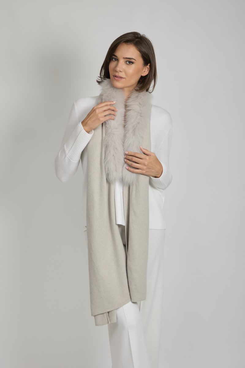 SCARF WITH FUR TRIM - FANGO