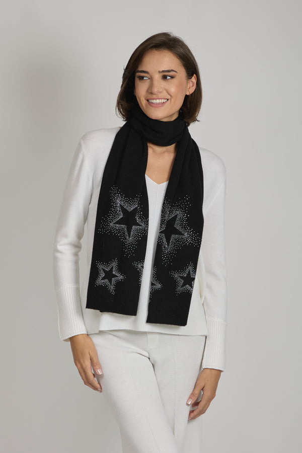 SCARF WITH STRASS-BLACK