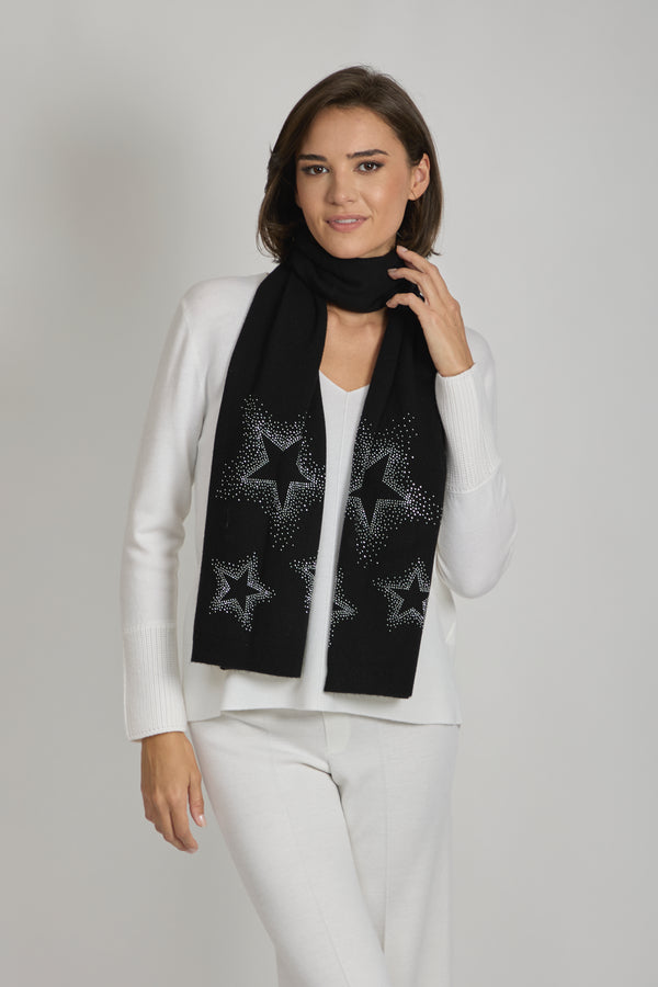 SCARF WITH STRASS-BLACK