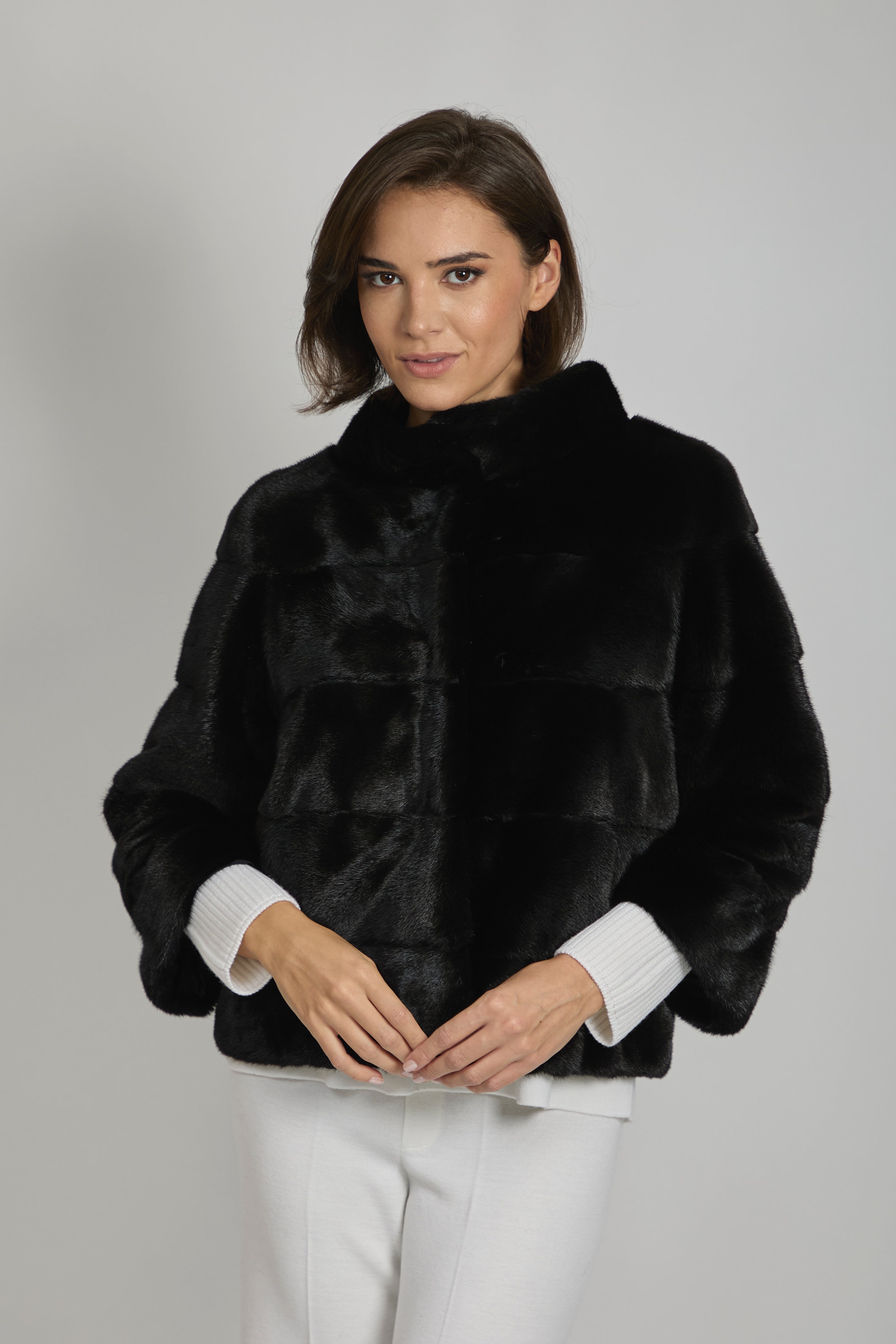 BLACK LAMA MINK JACKET- BALCK