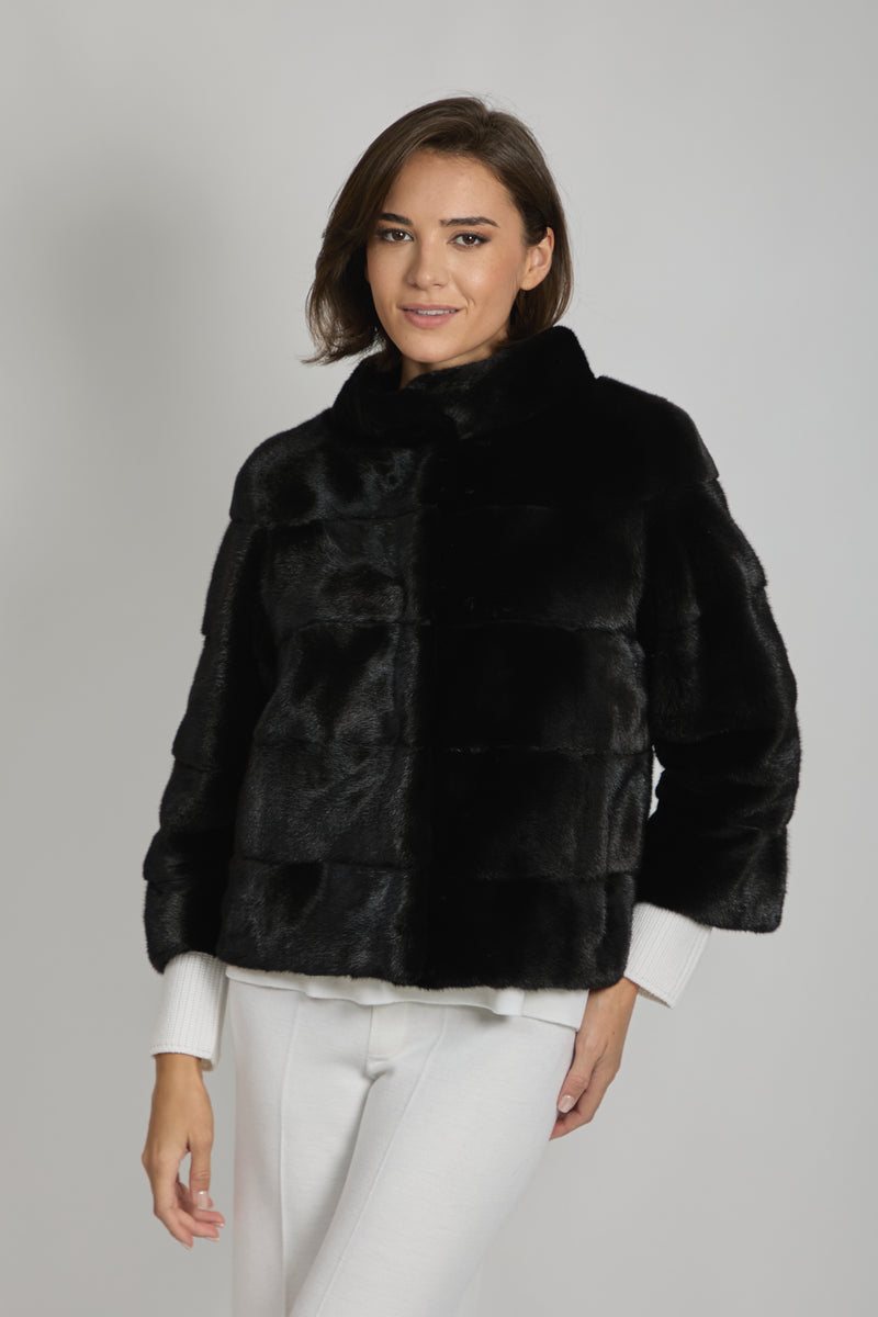 BLACK LAMA MINK JACKET- BALCK