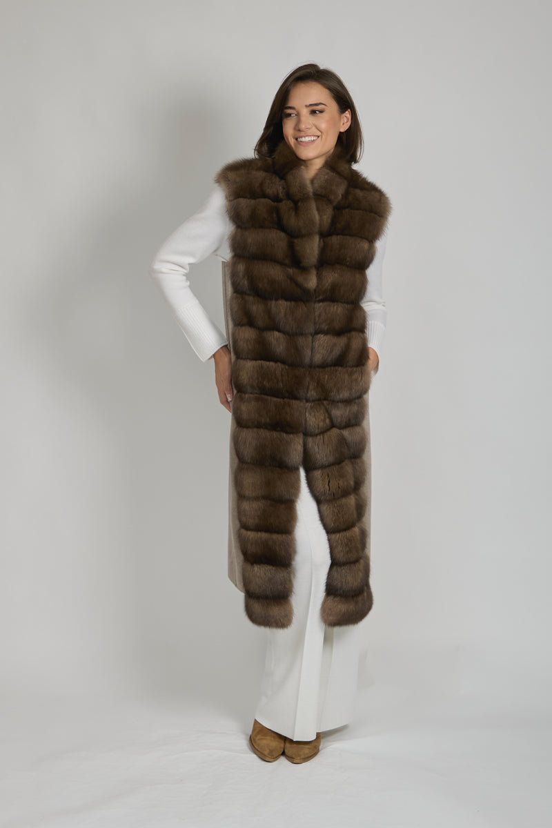 LONG SABLE VEST - GRAF/TAUPE