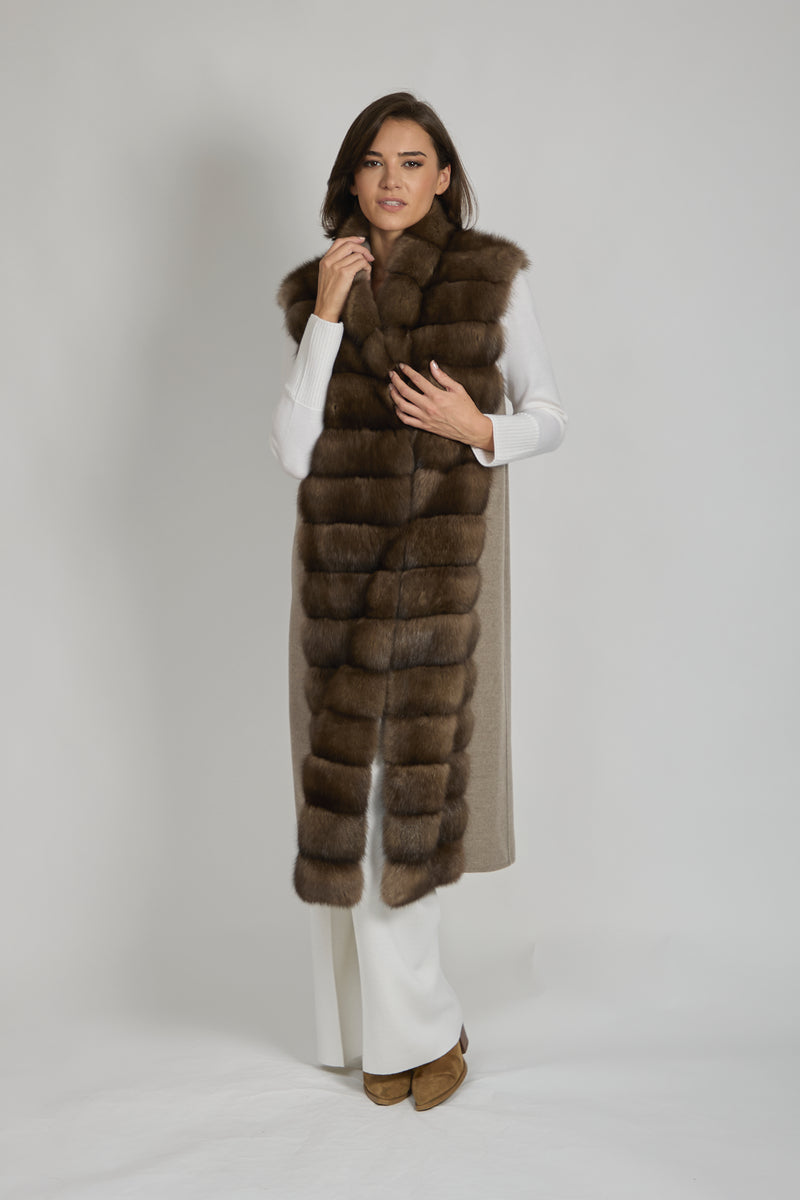 LONG SABLE VEST - GRAF/TAUPE