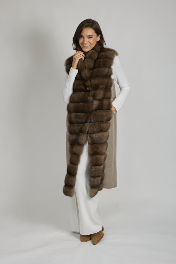 LONG SABLE VEST - GRAF/TAUPE