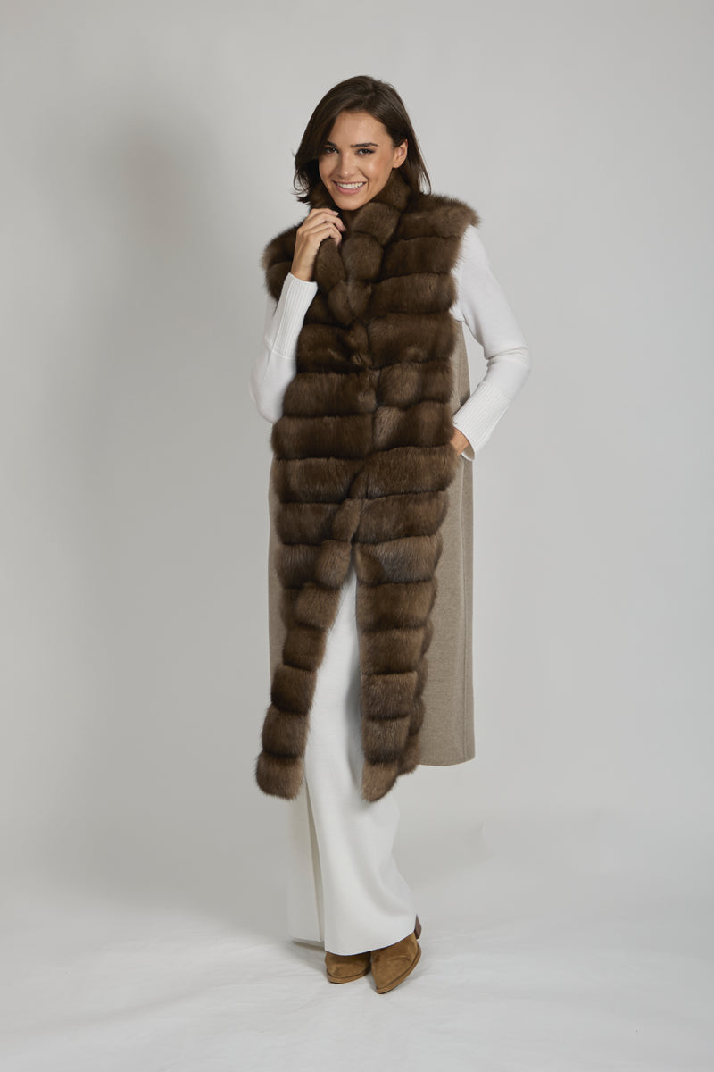 LONG SABLE VEST - GRAF/TAUPE