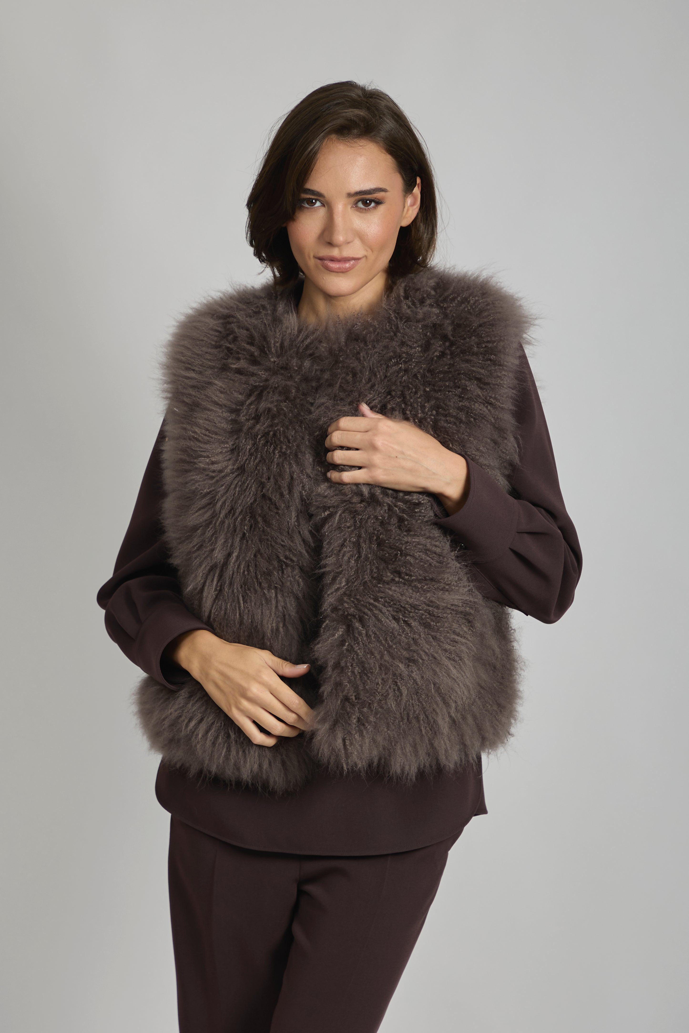 Gilet en cachemire taupe