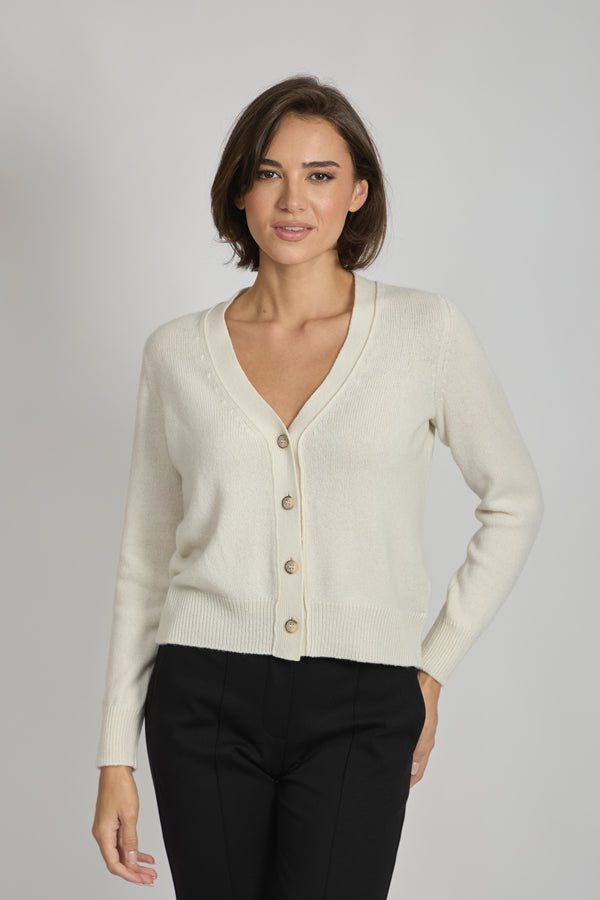 CASHMERE CARDIGAN-LATTE