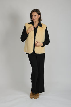 CASHMERE VEST WITH MINK - VANILLA