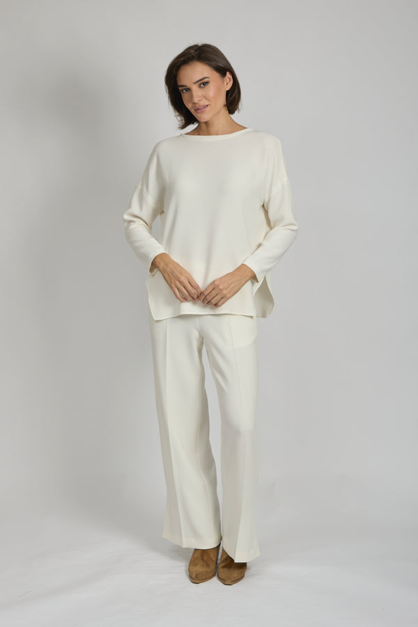 TROUSERS WITH SLIT- WHITE