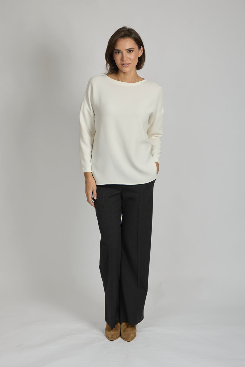 WOOL FLARE TROUSERS-ANTHRACITE
