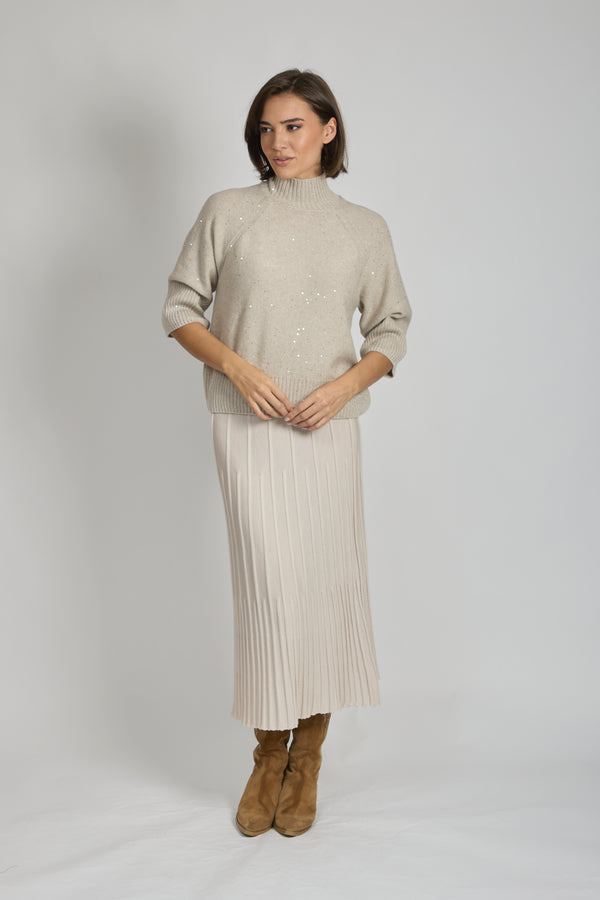 WOOL SKIRT-BEIGE