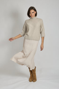 WOOL SKIRT-BEIGE