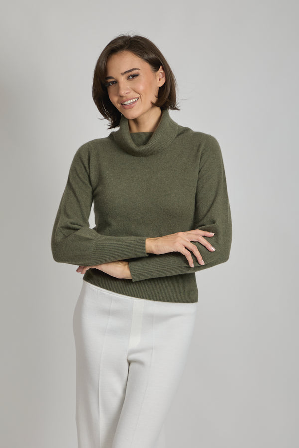 ROLL NECK BALLOON SLEEVES JUMPER - VEGETAL
