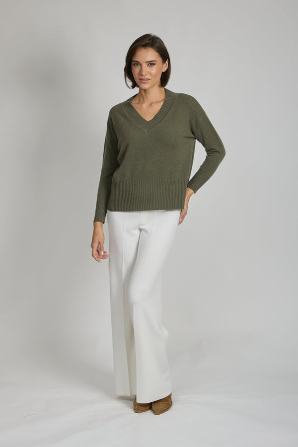 V NECK JUMPER-VEGETAL