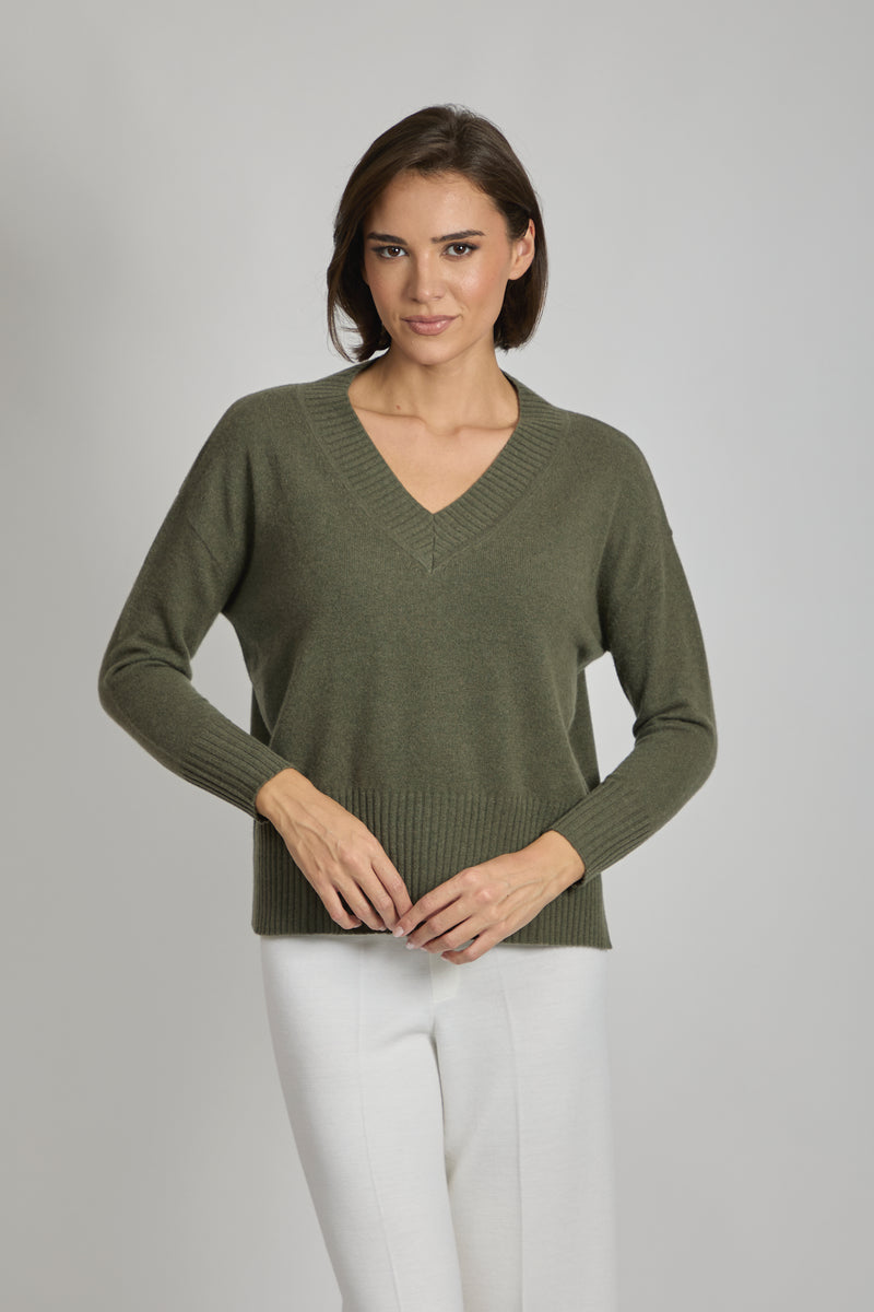 V NECK JUMPER-VEGETAL