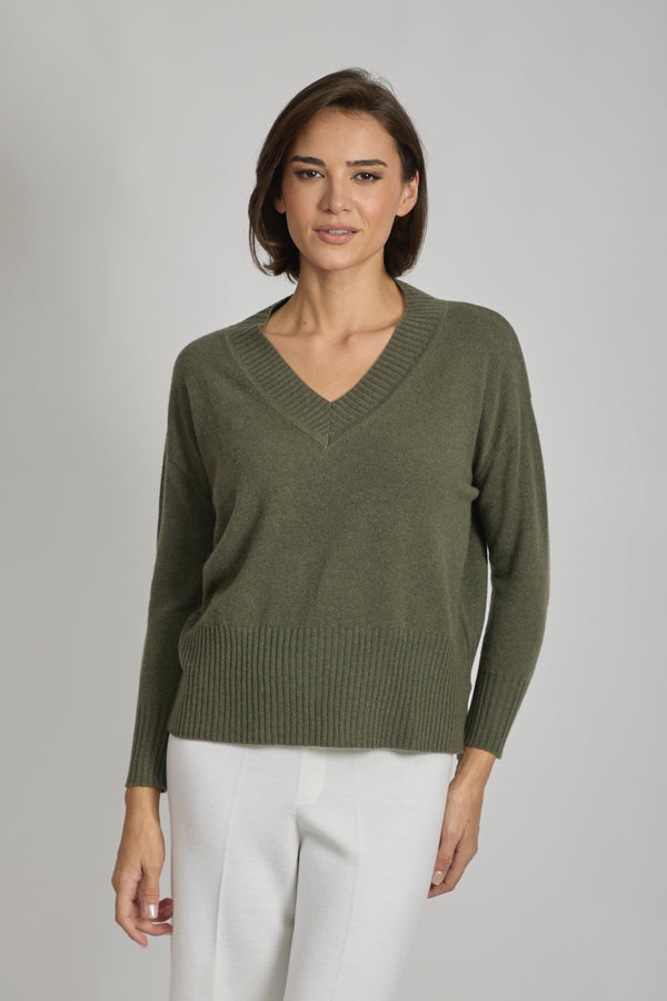 V NECK JUMPER-VEGETAL