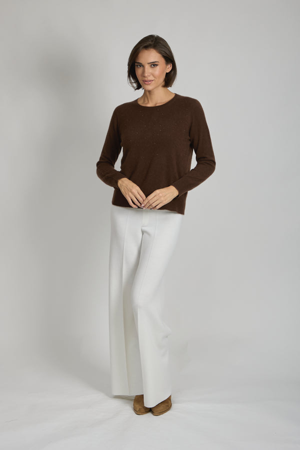 SWEATER WITH SEQUINS-ESPRESSO