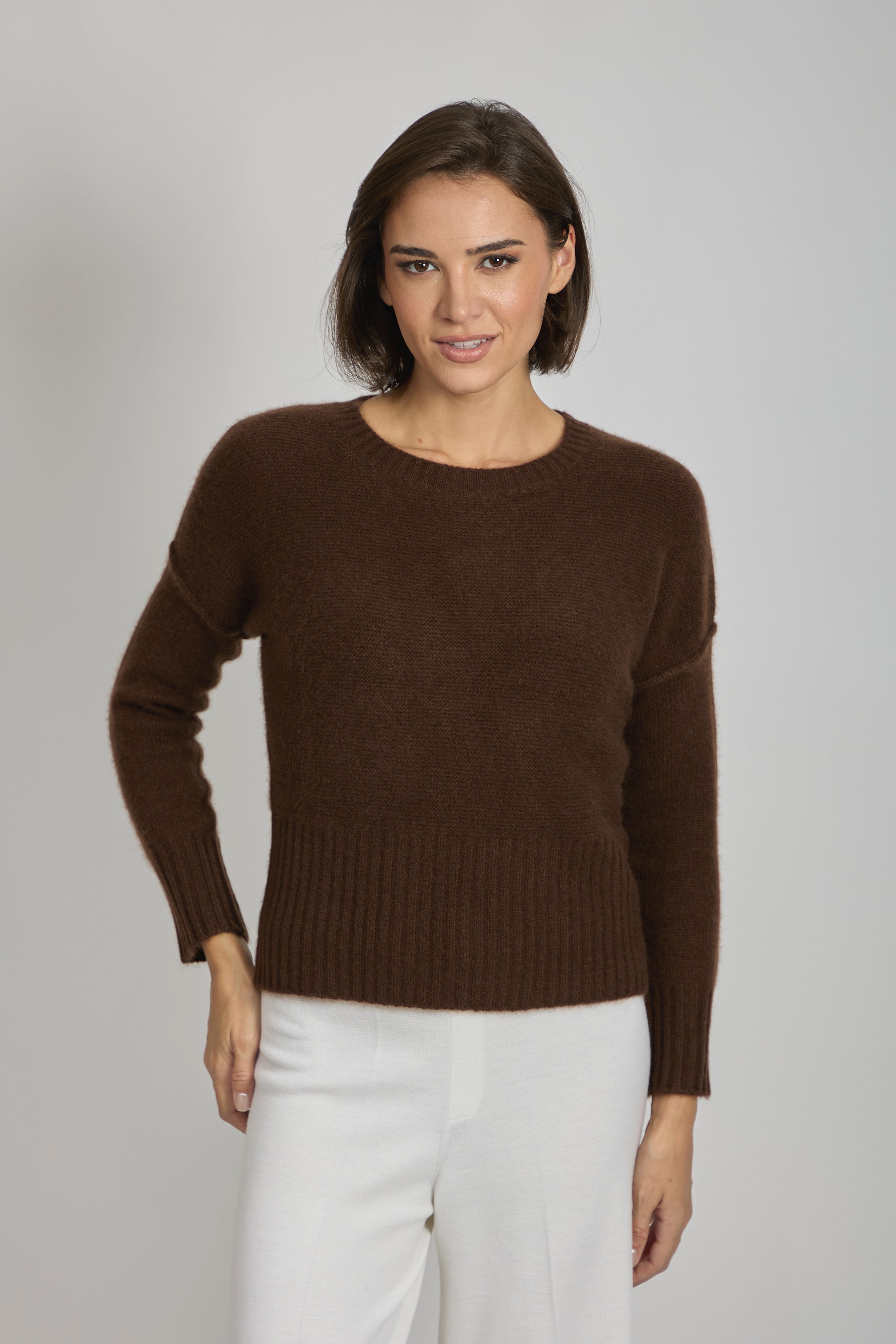 CREW NECK JUMPER-ESPRESSO