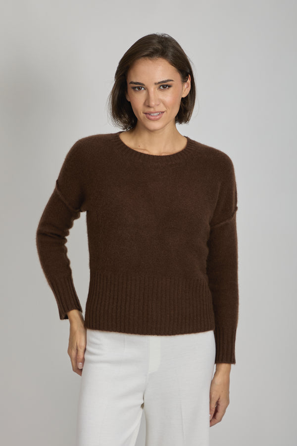 CREW NECK JUMPER-ESPRESSO