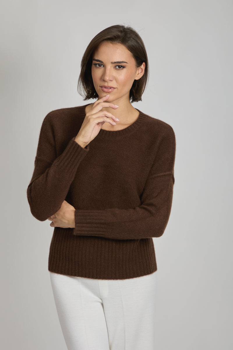 CREW NECK JUMPER-ESPRESSO