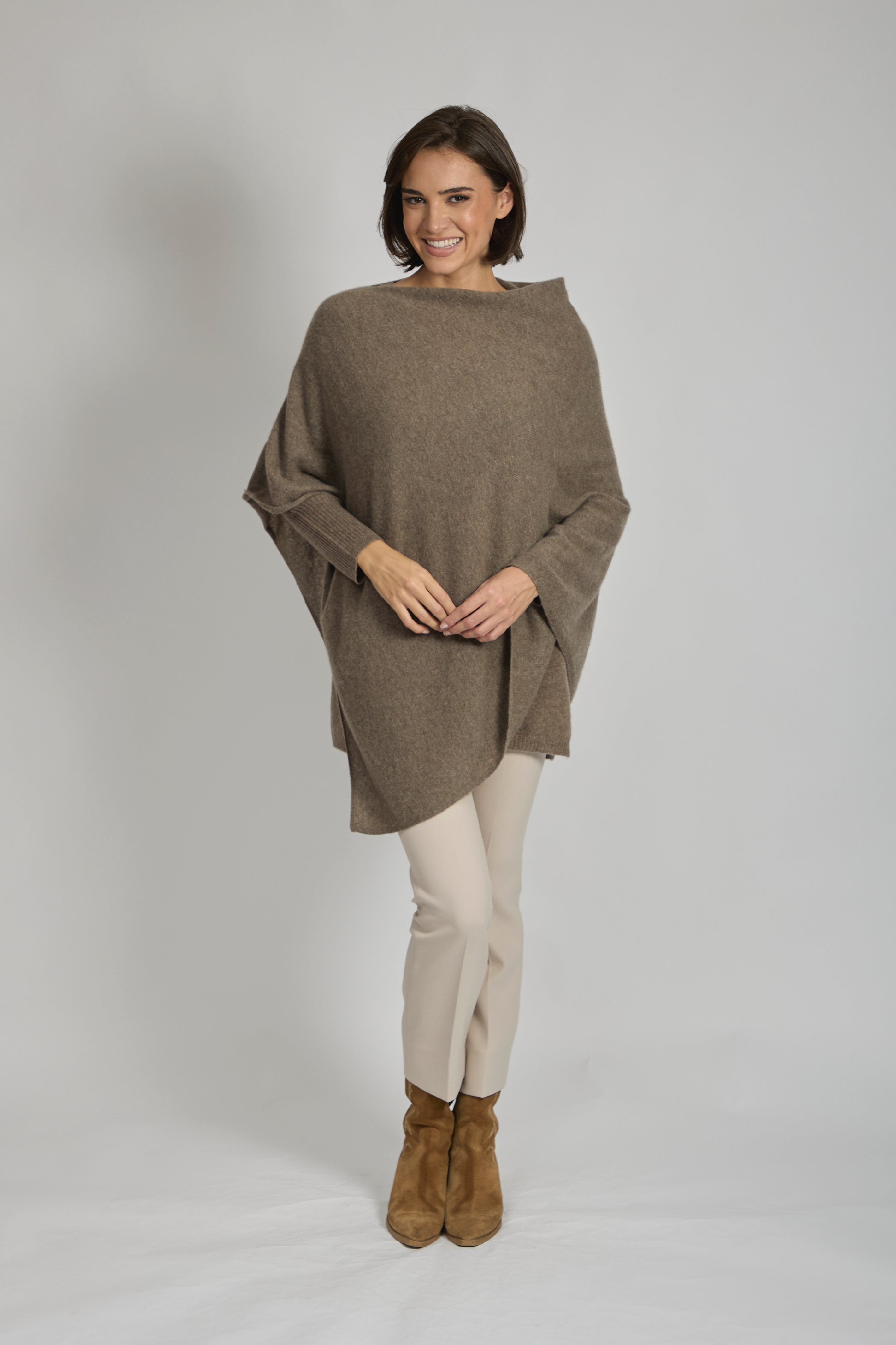 CASHMERE PONCHO- TOAST