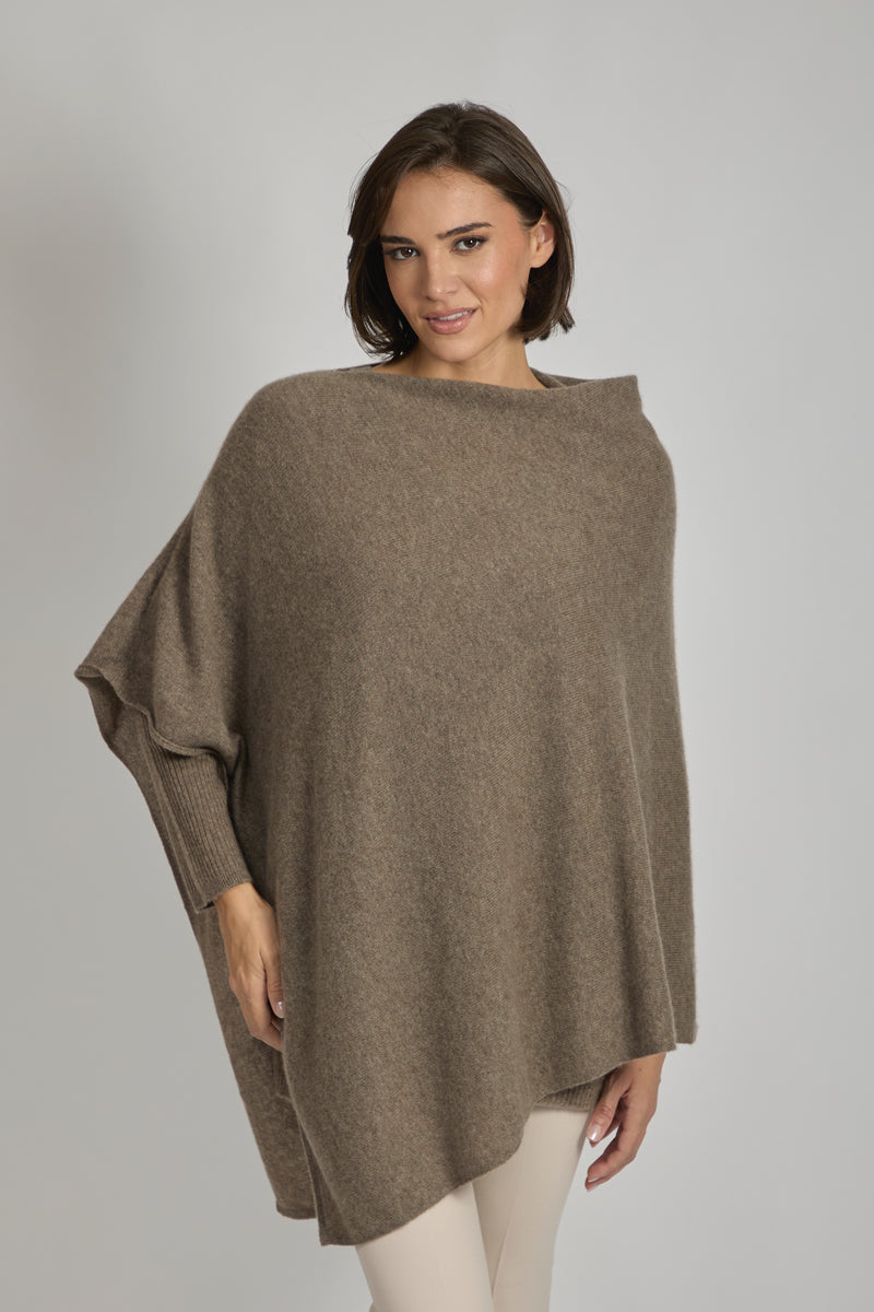 CASHMERE PONCHO- TOAST