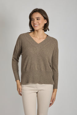 V NECK JUMPER -TOAST