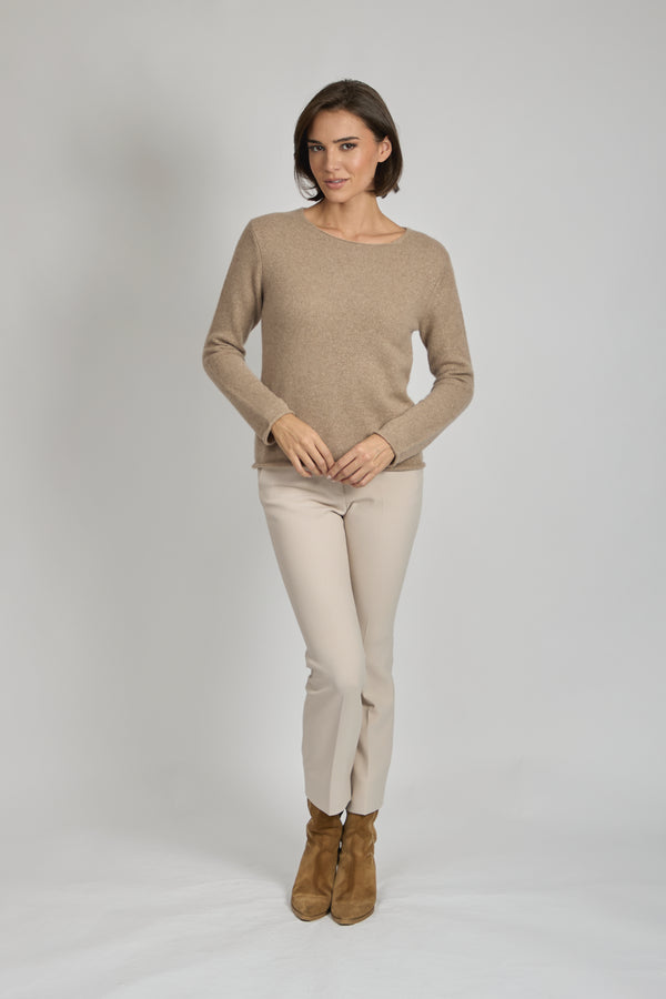 CREW NECK JUMPER WITH LUREX-NOISETTE