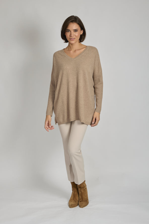 CASHMERE TUNIC-NOISETTE