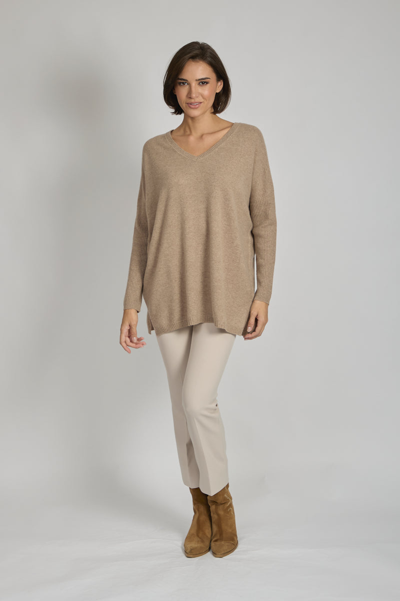 CASHMERE TUNIC-NOISETTE