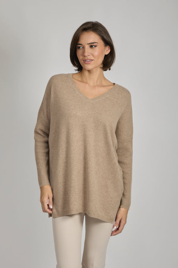 CASHMERE TUNIC-NOISETTE