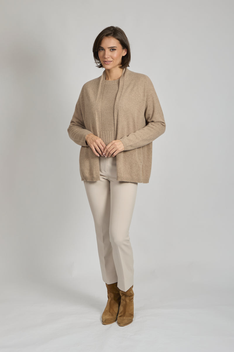 CARDIGAN WITH DETAILS-NOISETTE