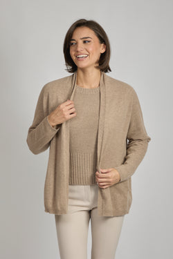 CARDIGAN WITH DETAILS-NOISETTE
