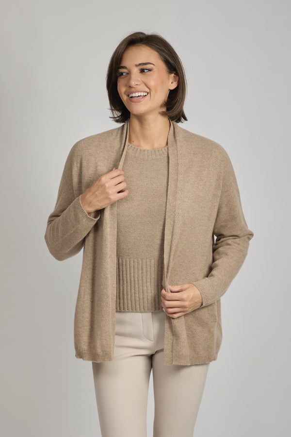CARDIGAN WITH DETAILS-NOISETTE
