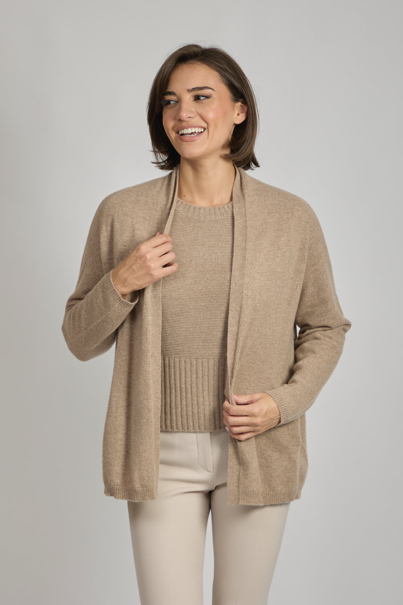 CARDIGAN WITH DETAILS-NOISETTE
