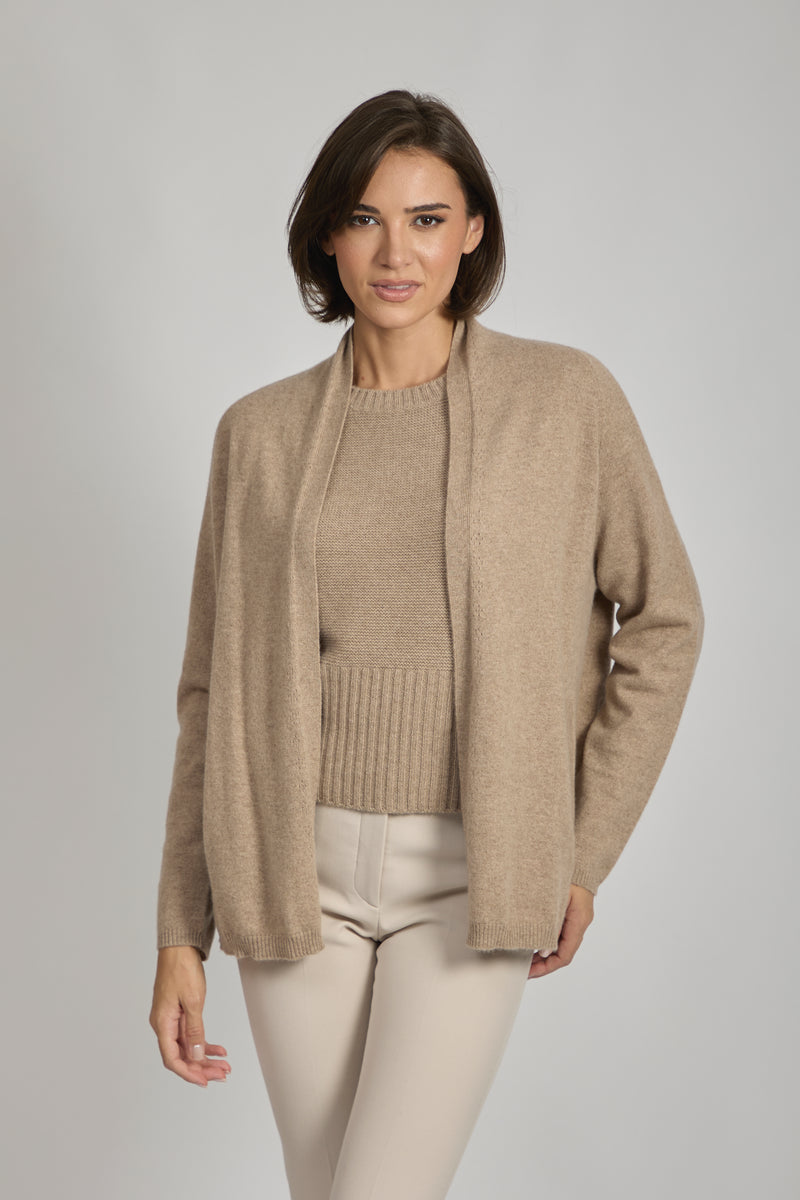 CARDIGAN WITH DETAILS-NOISETTE