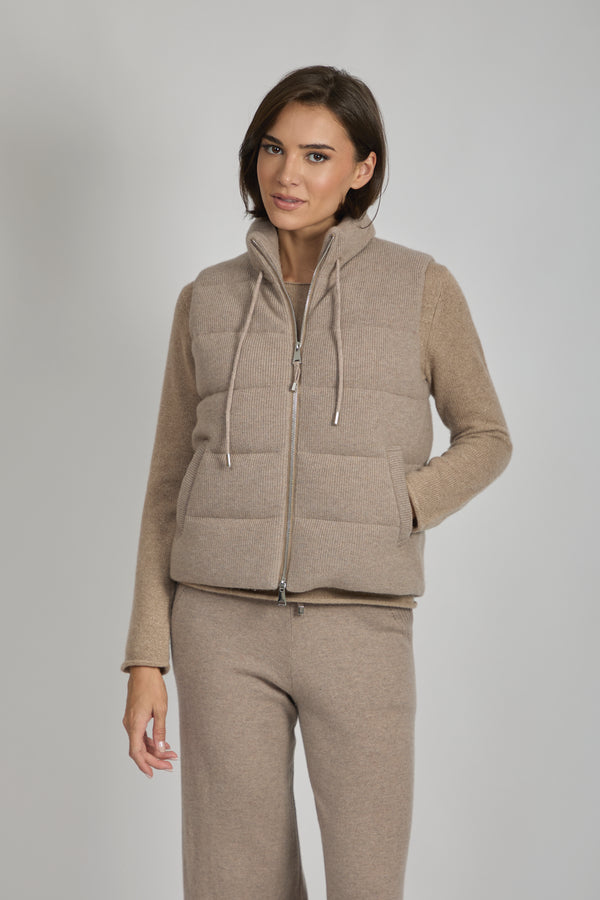 PADDED CASHMERE VEST-NOCCIOLA