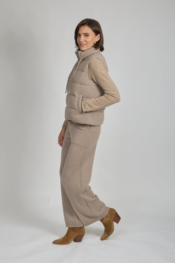 PADDED CASHMERE VEST-NOCCIOLA