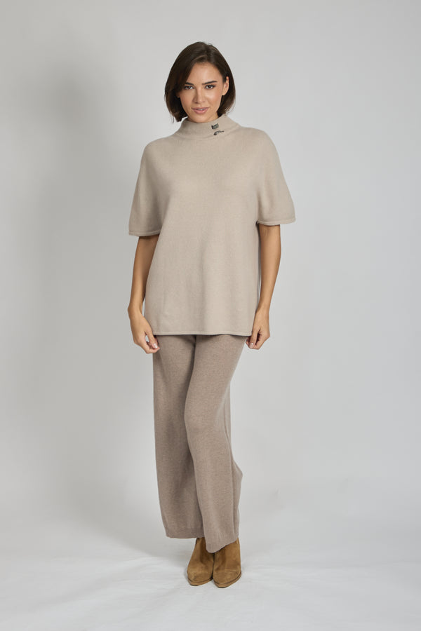 HIGH NECK JUMPER WITH DETAILS-BEIGE